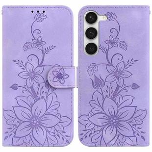 For Samsung Galaxy S23 5G Lily Embossed Leather Phone Case(Purple)