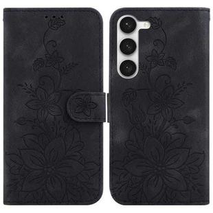 For Samsung Galaxy S23 5G Lily Embossed Leather Phone Case(Black)