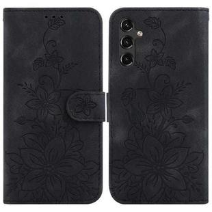 For Samsung Galaxy A14 5G Lily Embossed Leather Phone Case(Black)