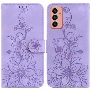 For Samsung Galaxy M13 4G Lily Embossed Leather Phone Case(Purple)