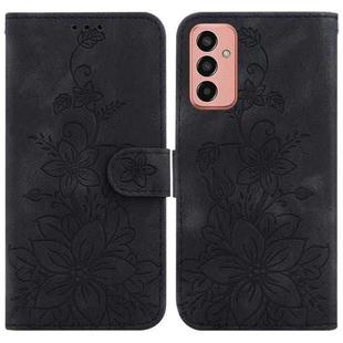 For Samsung Galaxy M13 4G Lily Embossed Leather Phone Case(Black)