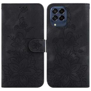 For Samsung Galaxy M53 5G Lily Embossed Leather Phone Case(Black)