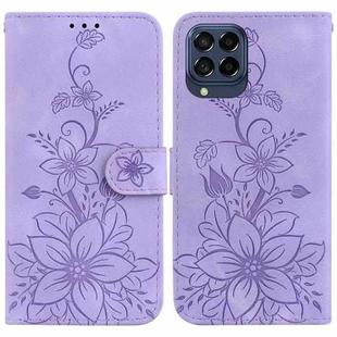 For Samsung Galaxy M33 5G Lily Embossed Leather Phone Case(Purple)