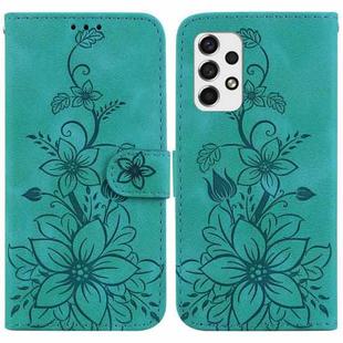 For Samsung Galaxy A53 5G Lily Embossed Leather Phone Case(Green)