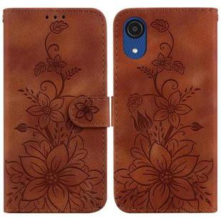 For Samsung Galaxy A03 Core Lily Embossed Leather Phone Case(Brown)