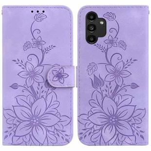 For Samsung Galaxy A13 4G Lily Embossed Leather Phone Case(Purple)