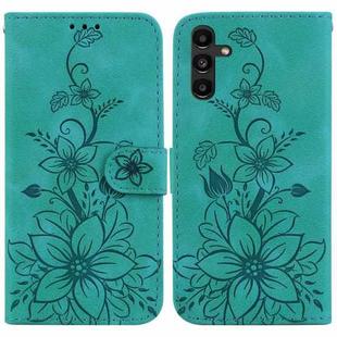 For Samsung Galaxy A13 5G Lily Embossed Leather Phone Case(Green)