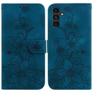 For Samsung Galaxy A13 5G Lily Embossed Leather Phone Case(Dark Blue)
