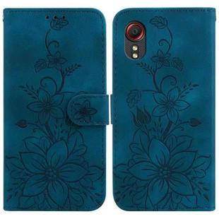 For Samsung Galaxy Xcover 5 Lily Embossed Leather Phone Case(Dark Blue)