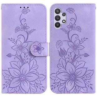 For Samsung Galaxy A32 5G Lily Embossed Leather Phone Case(Purple)