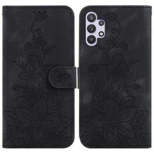 For Samsung Galaxy A32 5G Lily Embossed Leather Phone Case(Black)