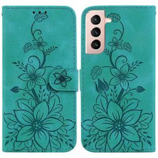 For Samsung Galaxy S21 5G Lily Embossed Leather Phone Case(Green)