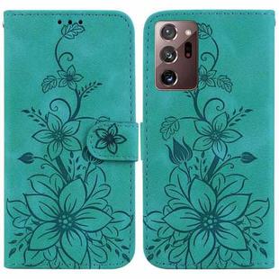 For Samsung Galaxy Note20 Ultra Lily Embossed Leather Phone Case(Green)