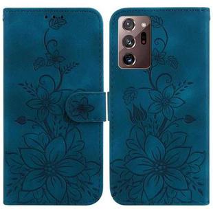 For Samsung Galaxy Note20 Ultra Lily Embossed Leather Phone Case(Dark Blue)