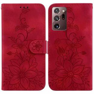 For Samsung Galaxy Note20 Ultra Lily Embossed Leather Phone Case(Red)
