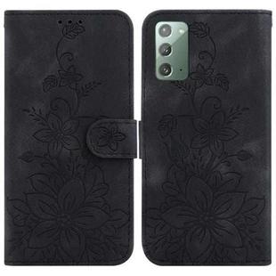 For Samsung Galaxy Note20 Lily Embossed Leather Phone Case(Black)