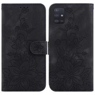 For Samsung Galaxy A51 5G Lily Embossed Leather Phone Case(Black)