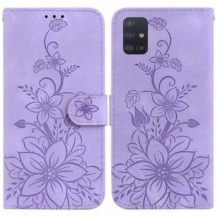 For Samsung Galaxy A71 5G Lily Embossed Leather Phone Case(Purple)