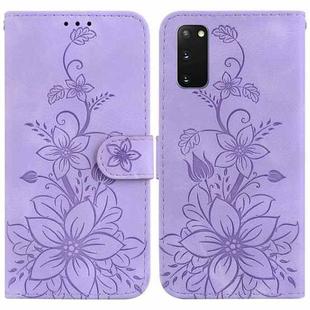 For Samsung Galaxy S20 Lily Embossed Leather Phone Case(Purple)