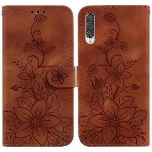 For Samsung Galaxy A70 / A70s Lily Embossed Leather Phone Case(Brown)