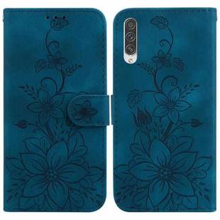 For Samsung Galaxy A50 / A30s / A50s Lily Embossed Leather Phone Case(Dark Blue)