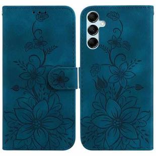 For Samsung Galaxy M34 5G/F34 5G Lily Embossed Leather Phone Case(Dark Blue)