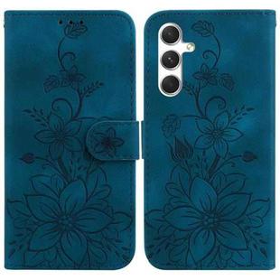 For Samsung Galaxy S24+ 5G Lily Embossed Leather Phone Case(Dark Blue)