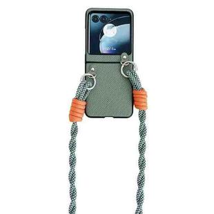 For Motorola Razr 40 Ultra Woven Texture Phone Case With Lanyard(Green)