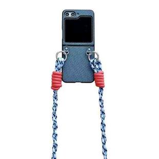 For Samsung Galaxy Z Flip5 Woven Texture Phone Case With Lanyard(Blue)