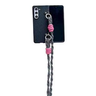 For Samsung Galaxy Z Fold5 Woven Texture Phone Case With Lanyard(Black)