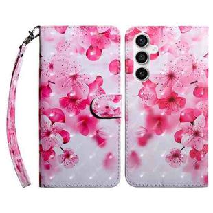 For Samsung Galaxy S23 FE 5G 3D Painted Leather Phone Case(Red Flower)