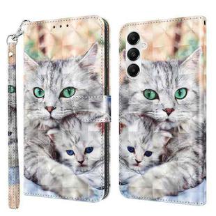 For Samsung Galaxy A15 3D Painted Leather Phone Case(Two Loving Cats)