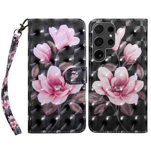 For Samsung Galaxy S24 Ultra 5G 3D Painted Leather Phone Case(Pink Flower)