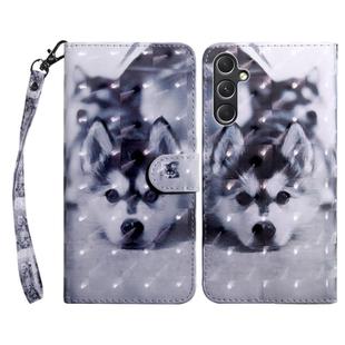 For Samsung Galaxy A55 5G 3D Painted Leather Phone Case(Husky)