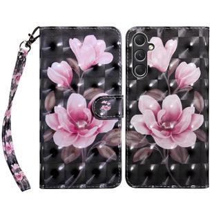 For Samsung Galaxy A55 5G 3D Painted Leather Phone Case(Pink Flower)