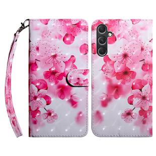 For Samsung Galaxy A55 5G 3D Painted Leather Phone Case(Red Flower)