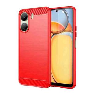 For Xiaomi Redmi 13C 5G Brushed Texture Carbon Fiber TPU Phone Case(Red)