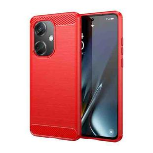 For OPPO K11 5G Brushed Texture Carbon Fiber TPU Phone Case(Red)