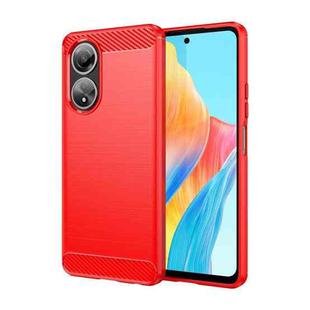 For OPPO A58 4G Carbon Fiber Brushed Texture TPU Phone Case(Red)