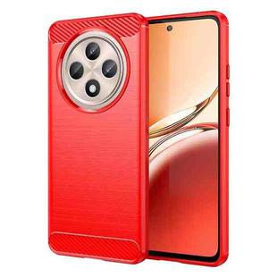 For OPPO Reno12 F 4G Brushed Texture Carbon Fiber TPU Phone Case(Red)