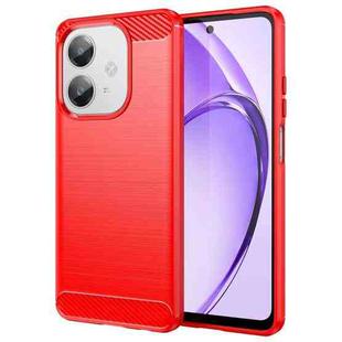 For OPPO A3x 5G India Carbon Fiber Brushed Texture TPU Phone Case(Red)