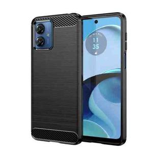 For Motorola Moto G14 Brushed Texture Carbon Fiber TPU Phone Case(Black)