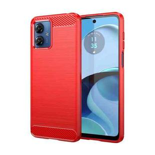 For Motorola Moto G14 Brushed Texture Carbon Fiber TPU Phone Case(Red)