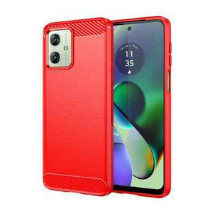 For Motorola Moto G54 Global Brushed Texture Carbon Fiber TPU Phone Case(Red)