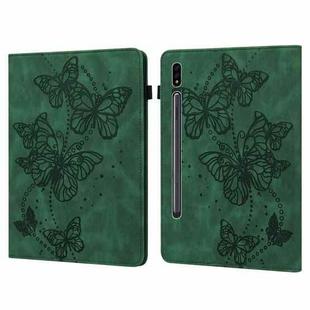 For Samsung Galaxy Tab S9 Embossed Butterfly Pattern Leather Tablet Case(Green)