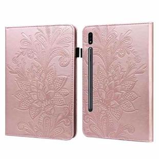 For Samsung Galaxy Tab S9 Lace Flower Embossing Pattern Leather Tablet Case(Gold)