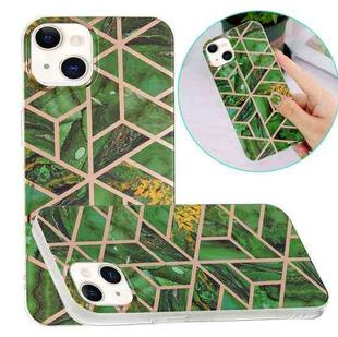 Electroplating Soft TPU Phone Case For iPhone 15(Green Rhombus)