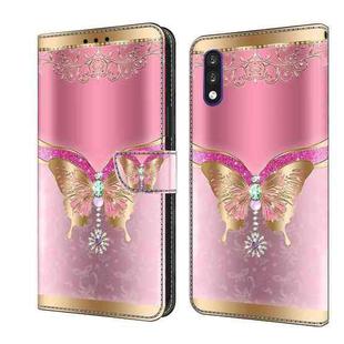 For LG K22 / K22 Plus Crystal 3D Shockproof Protective Leather Phone Case(Pink Bottom Butterfly)