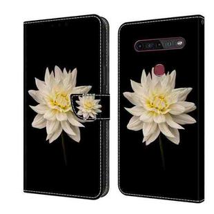 For LG K51S Crystal 3D Shockproof Protective Leather Phone Case(White Flower)