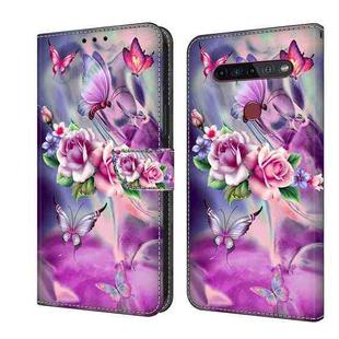 For LG K51S Crystal 3D Shockproof Protective Leather Phone Case(Butterfly)